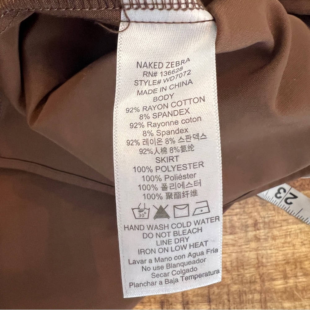 Naked Zebra Chocolate Brown Mock Turtleneck Midi Dress Mixed Media NWT M - Picture 7 of 8